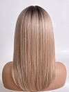 Glamvigor Hybrillia Blend Human Hair Blonde Blended Mixed Cool Platinum  with Dark Roots Medium layered Straight PRE-CUT Lace Part Wig GLP077