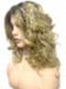 flirty Dark Blonde with Light Copper Blonde Highlights & Golden Brown Roots mid-length layered waves synthetic Lace Part  wig glp037