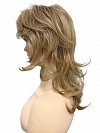 Dark Blonde Evenly Blended with Pale Blonde Highlights and Dark Roots mid-length shag with layered Synthetic Wig (Basic Cap) GBC020