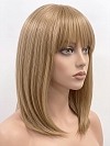 Glamvigor Hybrillia Blend Human Hair Trendy Ash Blonde mid-length with full wispy bangs Lace Wig glp034