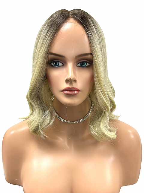 Lightest Blonde Ombre Wavy Synthetic Lace Front Wig (Lace Part)  GLP001
