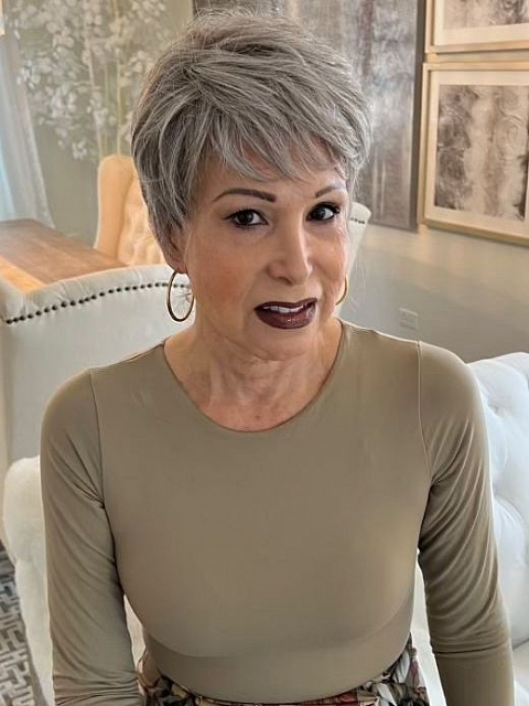 Glamvigor Hybrillia Blend Human Hair Perfect Pure Silver White and Pearl Platinum Blonde Blend short cut  Wig (Basic Cap) GBC012