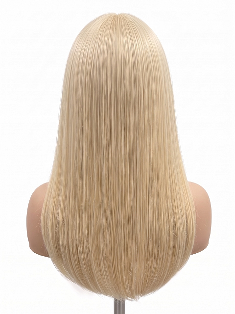 Glamvigor Hybrillia Blend Human Hair long warm blonde straight  with bangsLace Part Wig GLP086