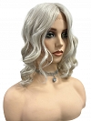 Platinum blonde beach wavy with side bangs Synthetic Lace Part Wig GLP048