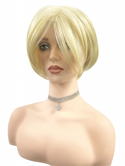 Pale Blonde with Slight Platinum Highlighting modern bob Synthetic Wig (Basic Cap) GBC018