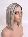  Glamvigor Hybrillia Blend Human Hair ICED BLONDE WITH Dark Roots Straight PRE-CUT Lace Part Wig GLP078