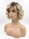 Glamvigor Hybrillia Blend Human Hair Blonde Ombre wavy with textured layerd short Lace Part Wig GLP030