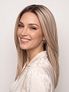 Glamvigor Hybrillia Blend Human Hair Blonde Blended Mixed Cool Platinum  with Dark Roots Medium layered Straight PRE-CUT Lace Part Wig GLP077