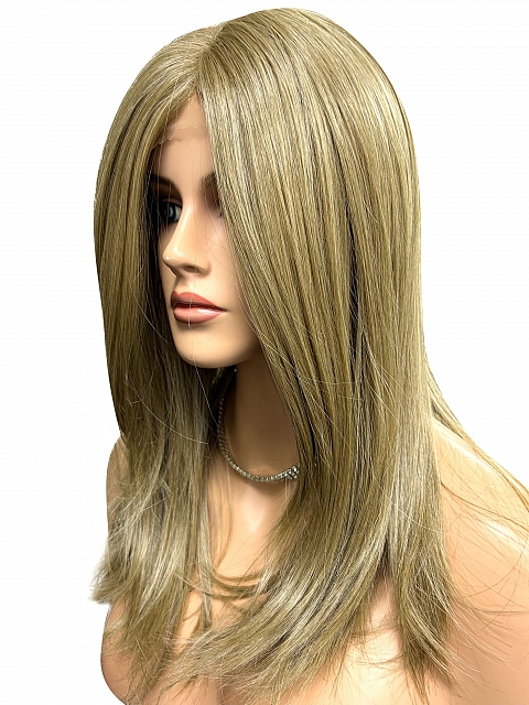 Natural Medium Ash Blonde  long layered  Synthetic Lace Part Wig GLP012