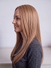 Glamvigor Hybrillia™ Blend Human Hair Auburn Blended mixed Beige Blonde with side bangs  PRE-CUT Lace Part Wig GLP072