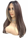 Beige Blonde and Auburn Blended with Medium Brown Roots  long layered glamorous synthetic Lace Part  wig glp042