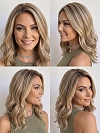 Glamvigor Hybrillia Blend Human Hair Brown Sugar Blonde soft undone waves short bob Lace Part Wig GLP057