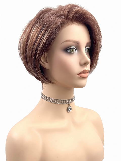 Glamvigor Hybrillia Blend Human Hair Medium Light Auburn Evenly Blended with Ginger Blonde  Wig (Basic Cap) GBC006