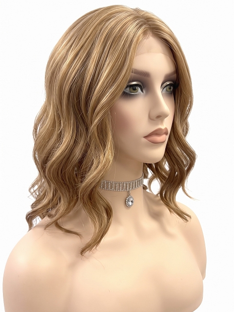 Glamvigor Hybrillia Blend Human Hair  Exquisite Blonde shoulder-length wavy  Lace Part Wig GLP029