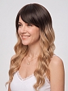 Glamvigor Hybrillia Blend Human Hair long blonde ombre layered wavy with Bangs Lace Part Wig GLP082