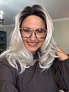 Glamvigor Hybrillia™ Blend Human Hair Ombre Silver White Wavy with side bangs  Lace Part Wig GLP047