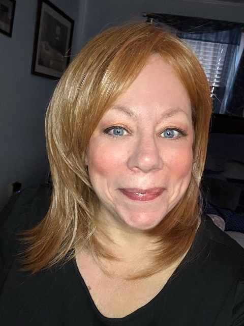 Glamvigor Hybrillia™ Blend Human Hair  Pretty Ginger Brown with Golden Highlights Mid-Length Straight with bangs Wig (Basic Cap) GBC009