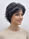Glamvigor Hybrillia Blend Human Hair Cool Black mixed silver Short Wolf Cut with Bangs Wig (Basic Cap) GBC002