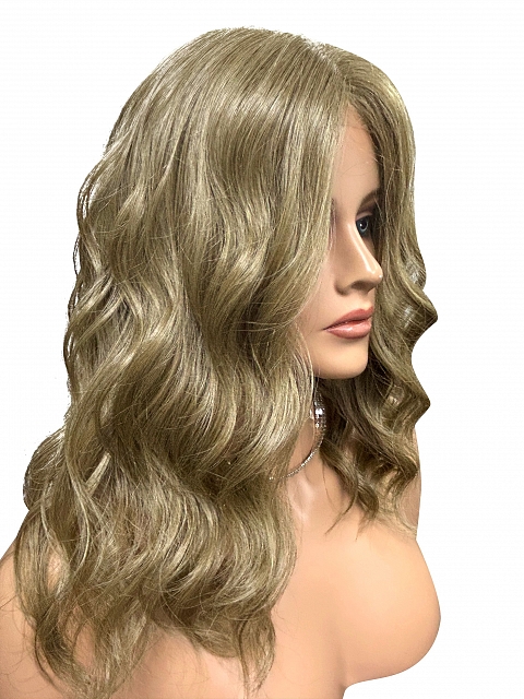 Natural Ash Brown waved Synthetic Lace Part Wig GLP010