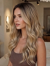 Glamvigor Hybrillia™ Blend Human Hair Blonde ombre long layered loose wavy Lace Part Wig GLP062