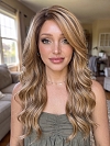 Glamvigor Hybrillia Blend Human Hair Blonde Blend with face-framing layers and soft wavy Lace Part Wig GLP036