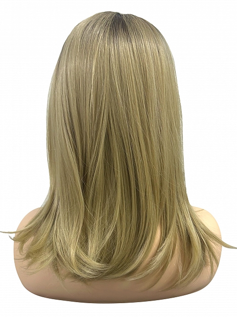 Glamvigor Hybrillia™ Blend Human Hair Natural Gold Brown OMBRE with SIDE bangs Lace Part Wig GLP060