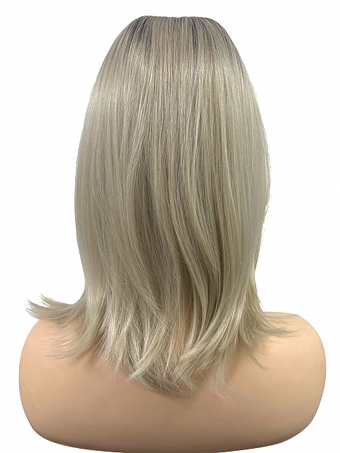 Glamvigor Hybrillia™ Blend Human Hair Light Blonde and Silver White blend with shaded roots shoulder length Lace Part Wig GLP063