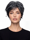 Glamvigor Hybrillia™ Blend Human Hair Cool Black mixed silver Short Wolf Cut with Bangs Wig (Basic Cap) GBC002