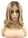 Glamvigor Hybrillia™ Blend Human Hair Brown Sugar Blonde  soft  undone waves  short bob Synthetic Lace Part Wig GLP057