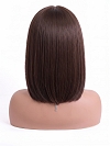 Glamvigor Hybrillia Blend Human Hair Dark Brown base with Light Reddish Brown highlights shoulder-length PRE-CUT Lace Part Wig GLP076