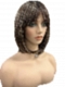Natural soft brunette with highlights shoulder-length bob  with bangs synthetic Lace Part  wig glp038