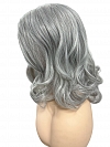 Silver grey layed wavy with side bangs  Synthetic Lace Part Wig GLP049