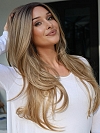 Dazzling Honey Blonde ombre lengthy textured layered fall to mid-back Synthetic Lace Part Wig GLP028