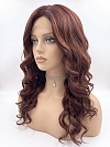 Glamvigor Hybrillia Blend Human Hair Vibrant Medium Red and Auburn blend loose wavy layered Lace Part Wig GLP026