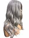 Exquisite grey wavy long-length  Synthetic Lace Part Wig GLP013