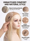 Glamvigor Hybrillia™ Blend Human Hair Auburn Blended mixed Beige Blonde with side bangs  PRE-CUT Lace Part Wig GLP072