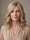 Glamvigor Hybrillia Blend Human Hair  Exquisite Blonde shoulder-length wavy  Lace Part Wig GLP029