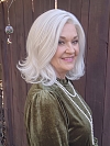 Glamvigor Hybrillia Blend Human Hair Iced Oyster Gray mid-length with light waves Lace Part Wig GLP046