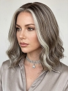 Glamvigor Hybrillia™ Blend Human Hair Perfectly balanced rooted blonde blends straight and wavy Bob Lace Part Wig GLP052