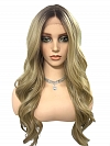 Glamvigor Hybrillia™ Blend Human Hair Blonde ombre long layered loose wavy Lace Part Wig GLP062