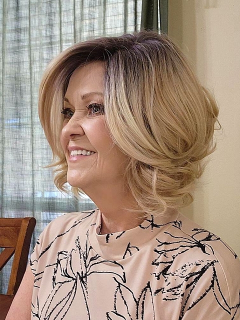 Glamvigor Hybrillia™ Blend Human Hair Gorgeous Blonde Ombre short cut with light wavy Lace Part Wig GLP003
