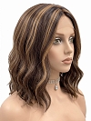 Glamvigor Hybrillia Blend Human Hair Gorgeous Warm Medium Brown with Ginger Blonde  long wavy bob Lace Part Wig GLP020