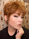 Cute Medium Auburn with Ginger Blonde Highlights Short Pixie Synthetic Wig (Basic Cap) GBC001