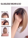 Glamvigor Hybrillia Blend Human Hair  ombre Ginger  with Dark Blonde hights  BOB  style PRE-CUT Lace Part Wig GLP081