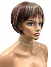 Medium Auburn base with Blonde Highlights Short  bob with soft bangs Synthetic Wig (Basic Cap) GBC005
