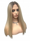 Glamvigor Hybrillia™ Blend Human Hair  Platinum with Shaded Roots long staright Lace Part Wig GLP066