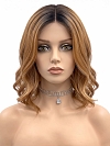 Glamvigor Hybrillia Blend Human Hair Fashion Ginger Blonde with Dark Roots Falling below the shoulders gentle wavy Lace Part Wig GLP019