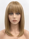 Glamvigor Hybrillia Blend Human Hair Trendy Ash Blonde mid-length with full wispy bangs Lace Wig glp034
