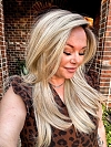 Glamvigor Hybrillia™ Blend Human Hair Trendy blonde ombre with gold highlights Straight  with side bangs Lace Part Wig GLP008