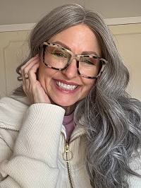 Exquisite grey wavy long-length Synthetic Lace Part Wig